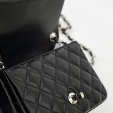 CHANEL Handbag Black Mini Square Lambskin Quilted Flap Silver Hardware - Redeluxe