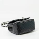 CHANEL Handbag Black Mini Square Lambskin Quilted Flap Silver Hardware - Redeluxe