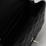 CHANEL Handbag Black Mini Square Lambskin Quilted Flap Silver Hardware - Redeluxe