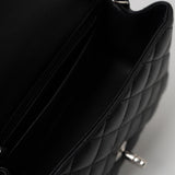 CHANEL Handbag Black Mini Square Lambskin Quilted Flap Silver Hardware - Redeluxe