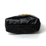 CHANEL Handbag Black Shiny Black Calfskin Quilted Mini 22 Bag Antique Gold Hardware - Redeluxe