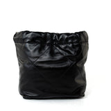CHANEL Handbag Black Shiny Black Calfskin Quilted Mini 22 Bag Antique Gold Hardware - Redeluxe