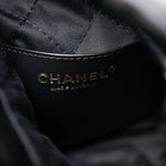 CHANEL Handbag Black Shiny Black Calfskin Quilted Mini 22 Bag Antique Gold Hardware - Redeluxe