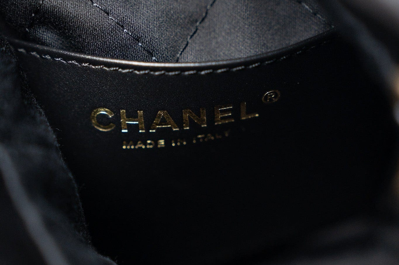 CHANEL Handbag Black Shiny Black Calfskin Quilted Mini 22 Bag Antique Gold Hardware - Redeluxe