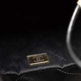 CHANEL Handbag Black Shiny Black Calfskin Quilted Mini 22 Bag Antique Gold Hardware - Redeluxe