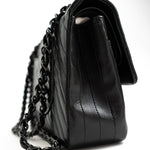 CHANEL Handbag Black So Black Lambskin Chevron Medium Classic Flap - Redeluxe