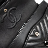 CHANEL Handbag Black So Black Lambskin Chevron Medium Classic Flap - Redeluxe