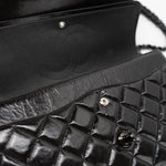 CHANEL Handbag Black So Black Shiny Crumpled Calfskin Quilted Jumbo Double Flap - Redeluxe