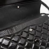 CHANEL Handbag Black So Black Shiny Crumpled Calfskin Quilted Jumbo Double Flap - Redeluxe