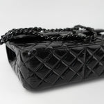 CHANEL Handbag Black So Black Shiny Crumpled Calfskin Quilted Jumbo Double Flap - Redeluxe