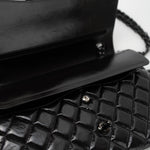 CHANEL Handbag Black So Black Shiny Crumpled Calfskin Quilted Jumbo Double Flap - Redeluxe