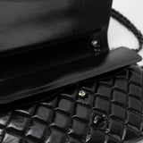 CHANEL Handbag Black So Black Shiny Crumpled Calfskin Quilted Jumbo Double Flap - Redeluxe