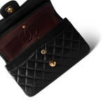 CHANEL Handbag Black Vintage Black Lambskin Quilted Classic Flap Small Gold Hardware - Redeluxe