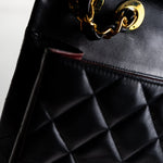 CHANEL Handbag Black Vintage Black Lambskin Quilted Jumbo XL Single Flap GHW - Redeluxe