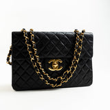 CHANEL Handbag Black Vintage Black Lambskin Quilted Jumbo XL Single Flap GHW - Redeluxe