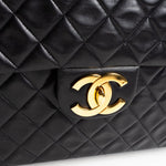 CHANEL Handbag Black Vintage Black Lambskin Quilted Jumbo XL Single Flap GHW - Redeluxe