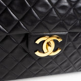 CHANEL Handbag Black Vintage Black Lambskin Quilted Jumbo XL Single Flap GHW - Redeluxe