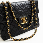 CHANEL Handbag Black Vintage Black Lambskin Quilted Jumbo XL Single Flap GHW - Redeluxe