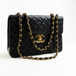 CHANEL Handbag Black Vintage Black Lambskin Quilted Jumbo XL Single Flap GHW - Redeluxe