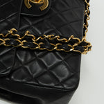 CHANEL Handbag Black Vintage Black Lambskin Quilted Jumbo XL Single Flap - Redeluxe