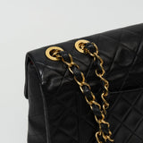 CHANEL Handbag Black Vintage Black Lambskin Quilted Jumbo XL Single Flap - Redeluxe