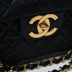 CHANEL Handbag Black Vintage Black Lambskin Quilted Jumbo XL Single Flap - Redeluxe