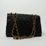 CHANEL Handbag Black Vintage Black Lambskin Quilted Jumbo XL Single Flap - Redeluxe