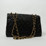 CHANEL Handbag Black Vintage Black Lambskin Quilted Jumbo XL Single Flap - Redeluxe