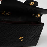 CHANEL Handbag Black Vintage Black Lambskin Quilted Jumbo XL Single Flap - Redeluxe