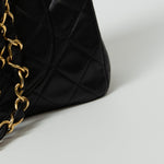 CHANEL Handbag Black Vintage Black Lambskin Quilted Jumbo XL Single Flap - Redeluxe