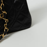CHANEL Handbag Black Vintage Black Lambskin Quilted Jumbo XL Single Flap - Redeluxe
