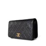 CHANEL Handbag Black Vintage Black Lambskin Quilted Mini Full Flap Gold Hardware - Redeluxe