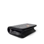 CHANEL Handbag Black Vintage Black Lambskin Quilted Mini Full Flap Gold Hardware - Redeluxe