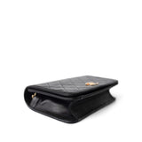 CHANEL Handbag Black Vintage Black Lambskin Quilted Mini Full Flap Gold Hardware - Redeluxe