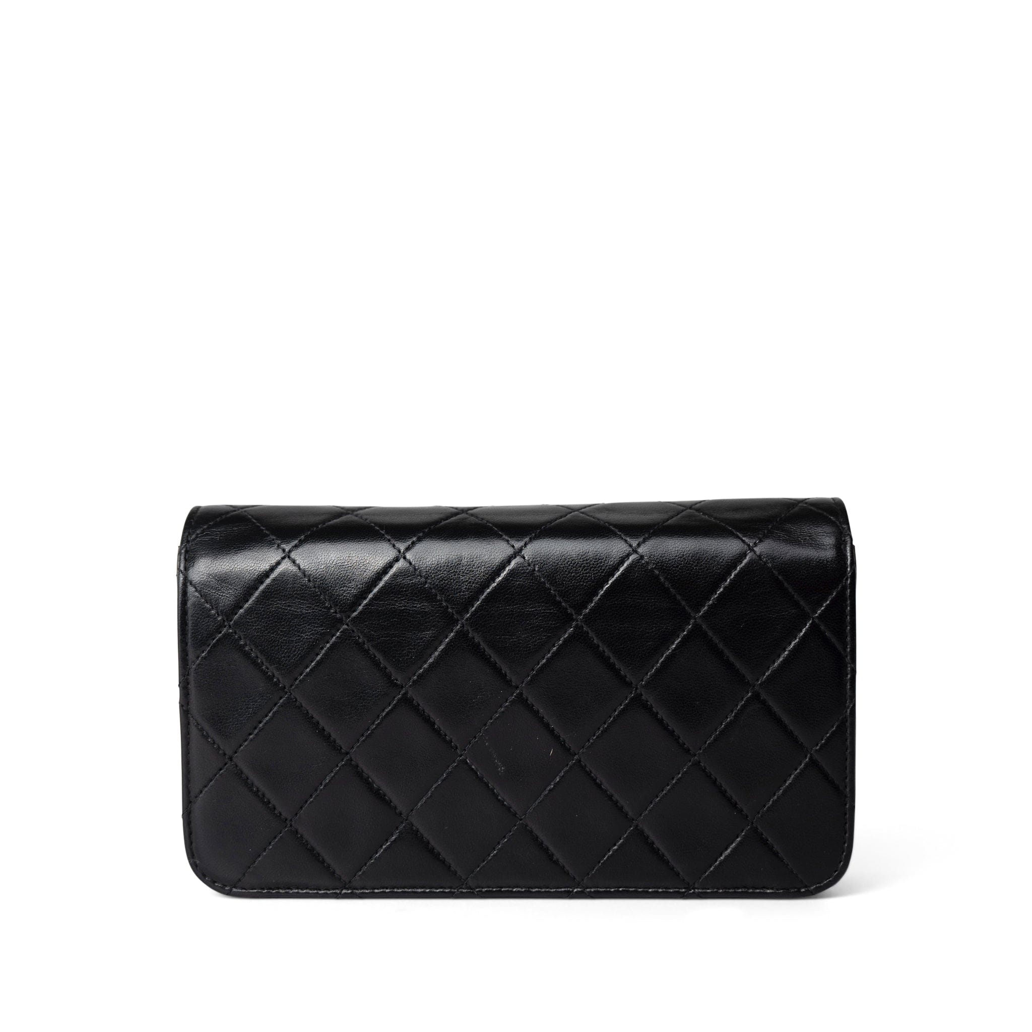 CHANEL Handbag Black Vintage Black Lambskin Quilted Mini Full Flap Gold Hardware - Redeluxe