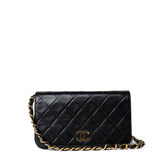 CHANEL Handbag Black Vintage Black Lambskin Quilted Mini Full Flap Gold Hardware - Redeluxe