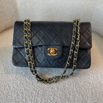 CHANEL Handbag Black Vintage Black Lambskin Quilted Small Classic Flap GHW - Redeluxe