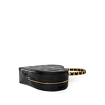 CHANEL Handbag Black Vintage Black Patent Quilted CC Heart Bag - Redeluxe