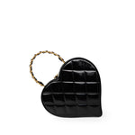 CHANEL Handbag Black Vintage Black Patent Quilted CC Heart Bag - Redeluxe