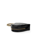 CHANEL Handbag Black Vintage Black Patent Quilted CC Heart Bag - Redeluxe