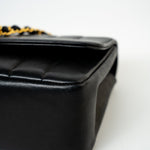 CHANEL Handbag Black Vintage Black Vertical Lambskin Quilted Single Flap Gold Hardware - Redeluxe