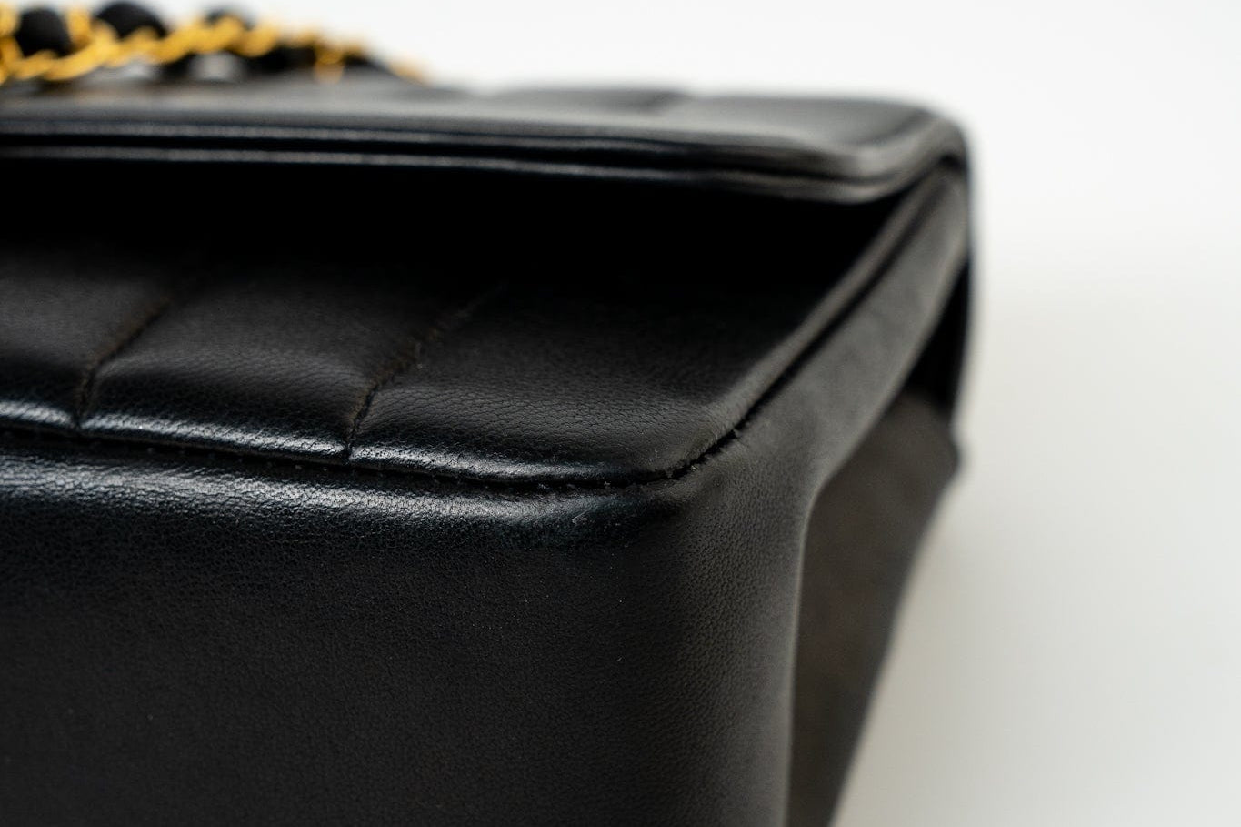 CHANEL Handbag Black Vintage Black Vertical Lambskin Quilted Single Flap Gold Hardware - Redeluxe