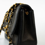 CHANEL Handbag Black Vintage Black Vertical Lambskin Quilted Single Flap Gold Hardware - Redeluxe