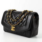 CHANEL Handbag Black Vintage Diana Flap Small Lambskin Quilted Single Flap GHW - Redeluxe