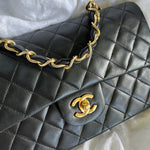 CHANEL Handbag Black Vintage Lambskin Quilted Classic Flap with Handle Medium GHW - Redeluxe
