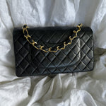 CHANEL Handbag Black Vintage Lambskin Quilted Classic Flap with Handle Medium GHW - Redeluxe
