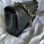 CHANEL Handbag Black Vintage Lambskin Quilted Classic Flap with Handle Medium GHW - Redeluxe