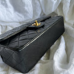 CHANEL Handbag Black Vintage Lambskin Quilted Classic Flap with Handle Medium GHW - Redeluxe