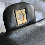 CHANEL Handbag Black Vintage Lambskin Quilted Classic Flap with Handle Medium GHW - Redeluxe