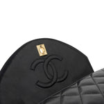 CHANEL Handbag Black Vintage Lambskin Quilted Half Moon Single Flap Small GHW - Redeluxe